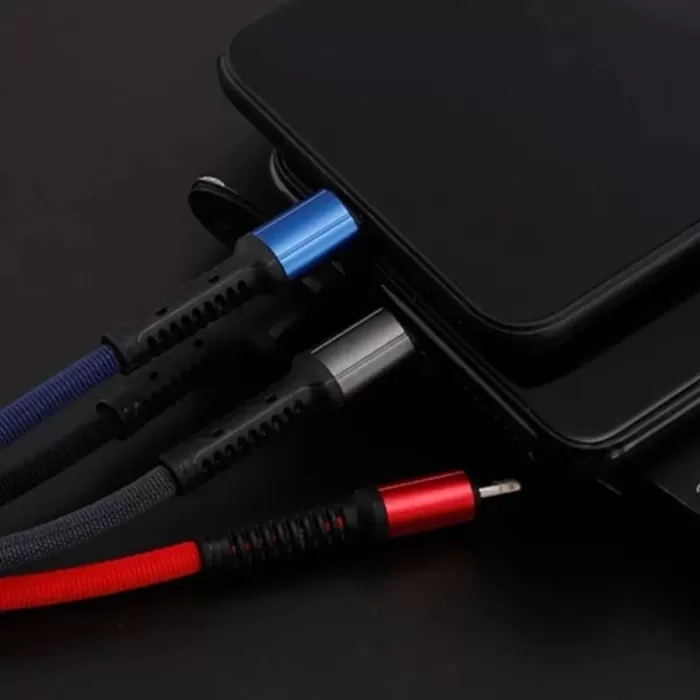 Işıklı Anahtarlık Model 3 in 1 USB Çıkışlı MİKRO,TYPE-C ve İphone Uyumlu Şarj Kablosu (4172)