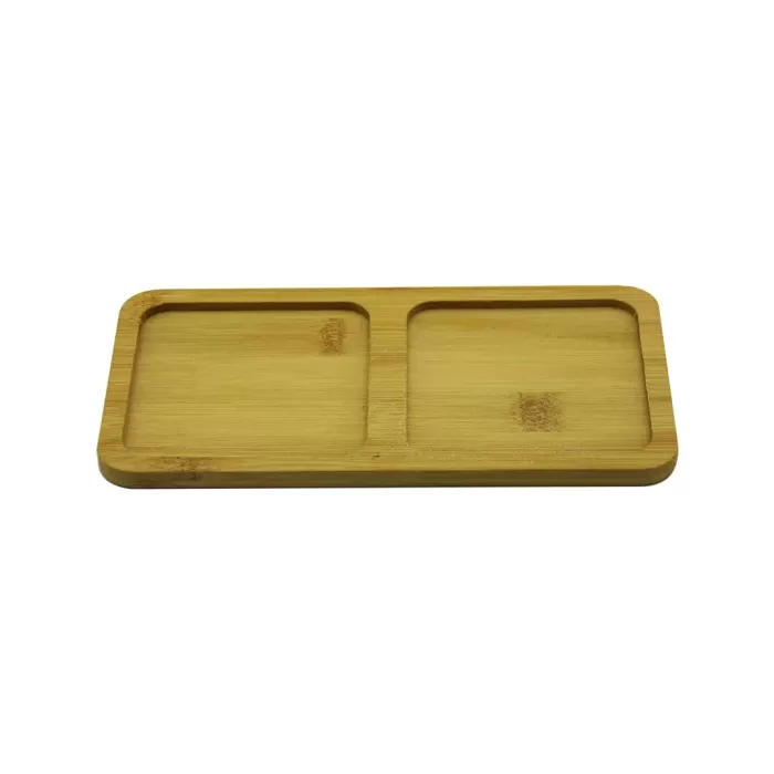 DİKDÖRTGEN - 2 BÖLMELİ - 10X19.5CM  AHŞAP BAMBU YAĞDANLIK ALTLIK (4172)