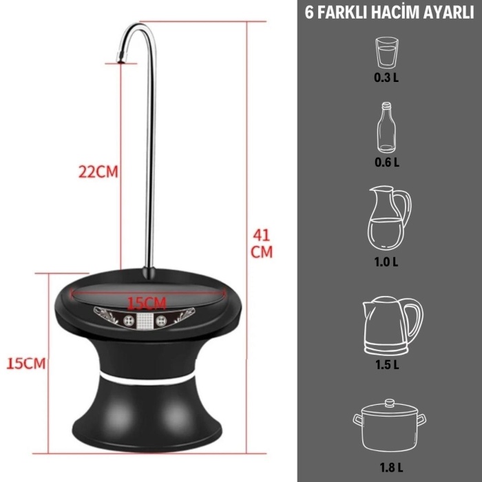 6 Farklı Su Hacim Ayarlı Standlı Damacana Üstü Sehpalı Model Damacana Pompası (K0)