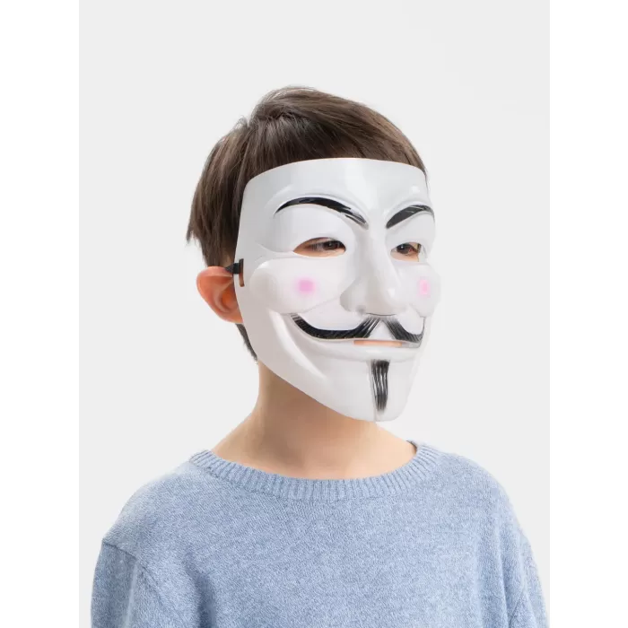 Beyaz Renk Pembe Yanaklı İthal V For Vendetta Maskesi