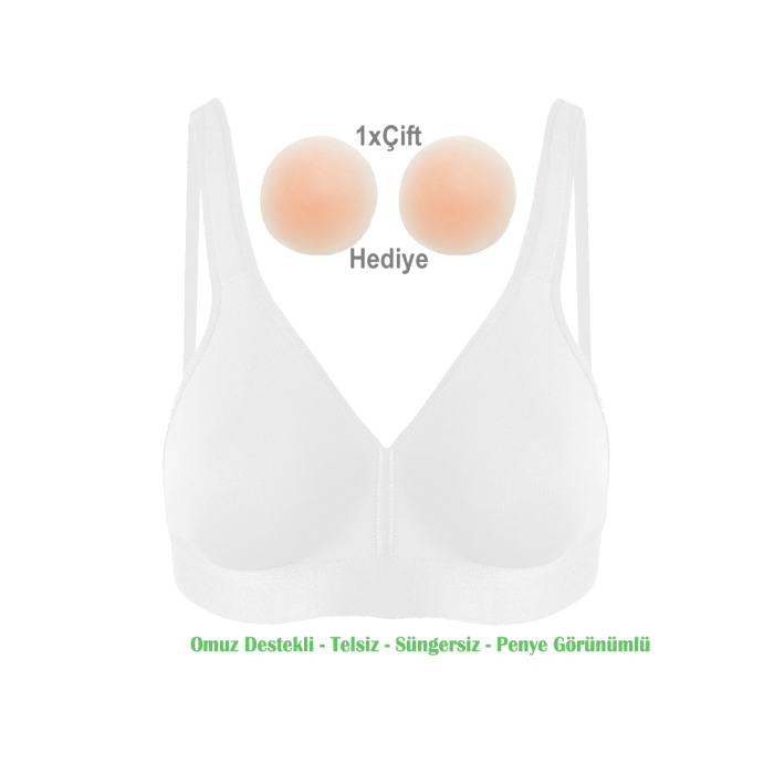 Alışveriş Meydanı Kadın Beyaz Omuz Destekli Sporcu Sütyeni