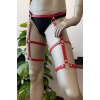 Kırmızı Deri Jartiyer Harness