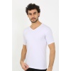 Beruflic Erkek Likralı V Yaka Beyaz T-Shirt 65700