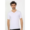 Beruflic Erkek Likralı V Yaka Beyaz T-Shirt 65700