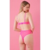 Kadın Neon Pembe Transparan Dantel Detaylı Bodysuit Seksi Brode İç Çamaşırı