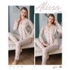 Alissa 6200 Bayan Önü Düğmeli Desenli Pijama Takımı