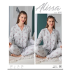 Alissa 6199 Bayan Önü Düğmeli Desenli Pijama Takımı