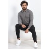 Polo Yaka Fermuarlı Erkek Sweatshirt Füme