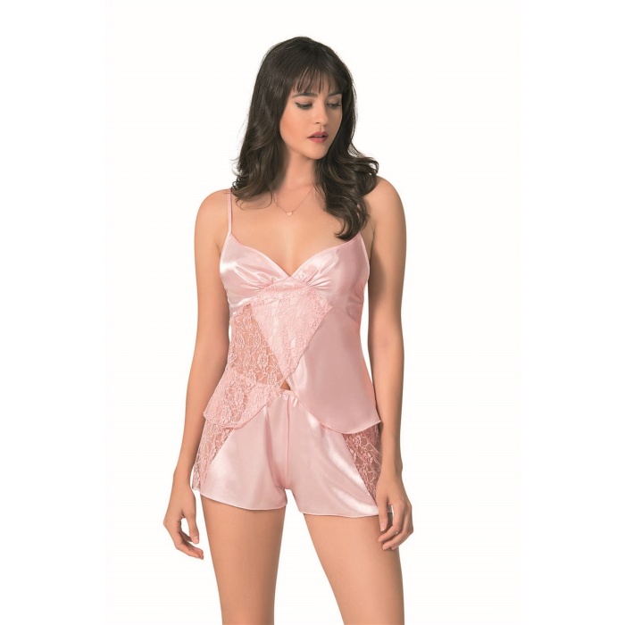 Beruflic  Somon Saten Babydoll Şort Takımı