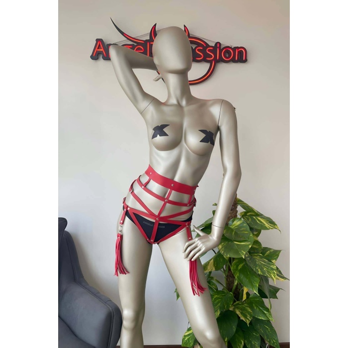 Püskül Detaylı Şık Kırmızı Harness