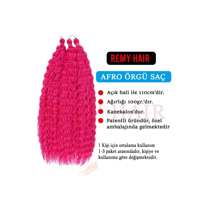 Afro Örgüsü Saç - Fuşya Pembe 100gr.