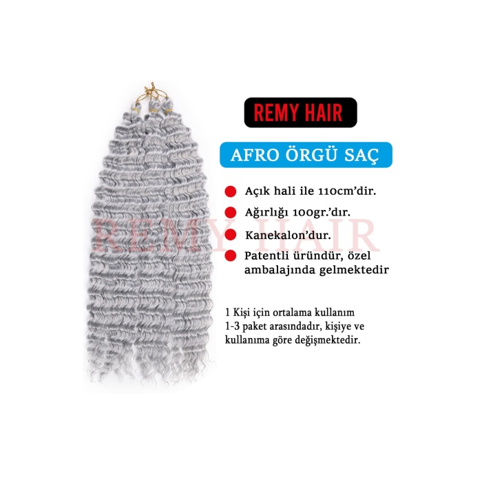 Afro Örgüsü Saç - Gri 100gr.