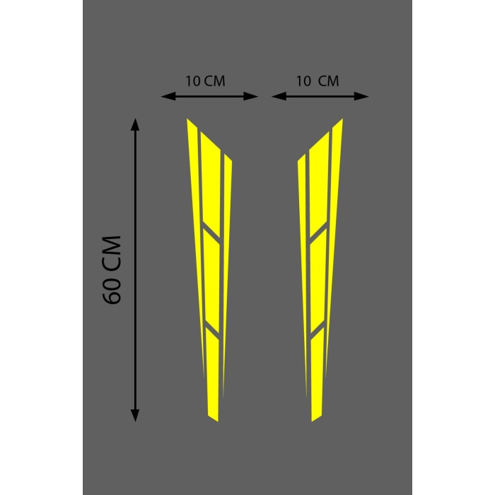 Oto Kaput Sticker Çift Şerit 2 Adet Sarı 10*60 Cm