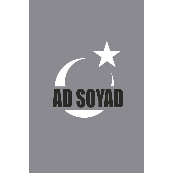 Türk Bayrağı Ad Soyad Yazılı Oto Sticker Beyaz 30*15 Cm