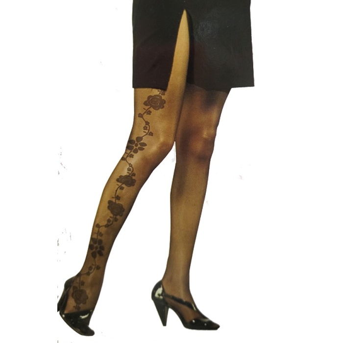 Bali Bayan Desenli Külotlu Çorap Manolya Siyah 2
