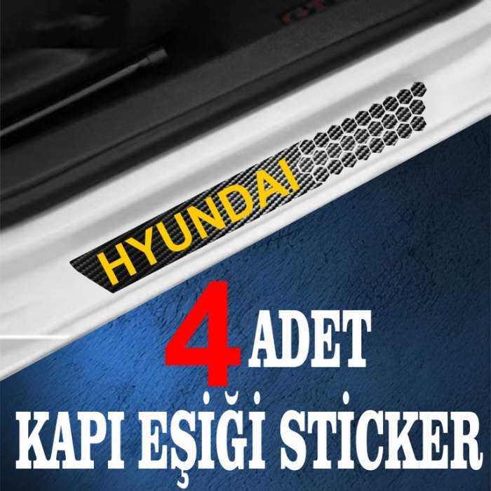 Hyundai uyumlu  özel Oto Kapı eşikleri Sticker Karbon 4 Adet