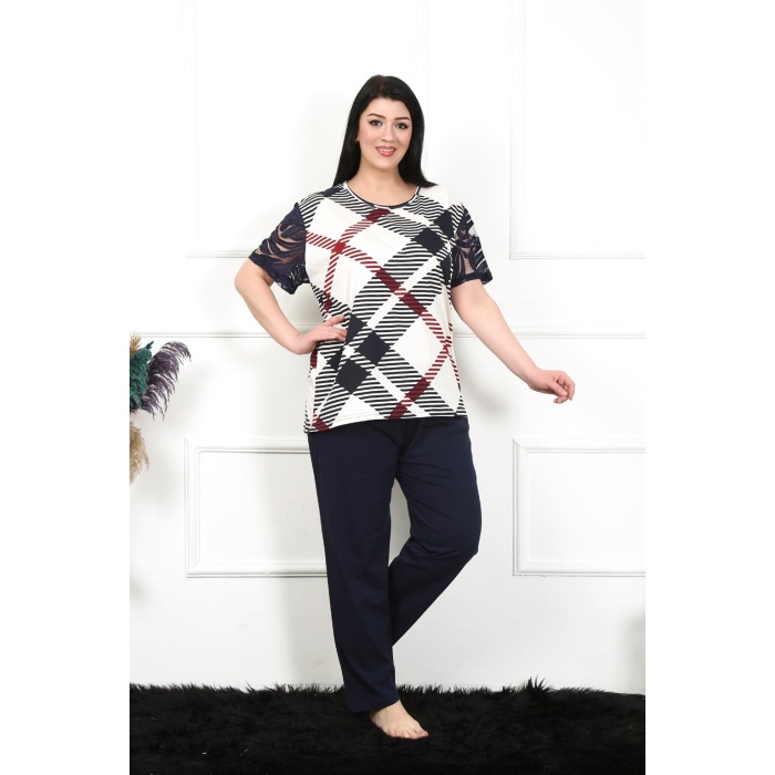 Beruflic Kadın 5XL-6XL-7XL-8XL Büyük Beden Kısa Kol Pijama Takım 75003