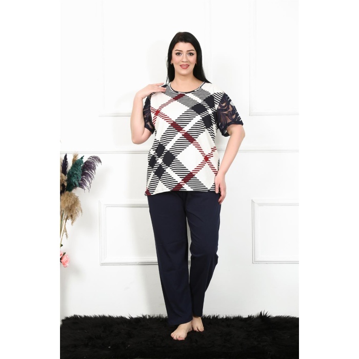 Beruflic Kadın 5XL-6XL-7XL-8XL Büyük Beden Kısa Kol Pijama Takım 75003