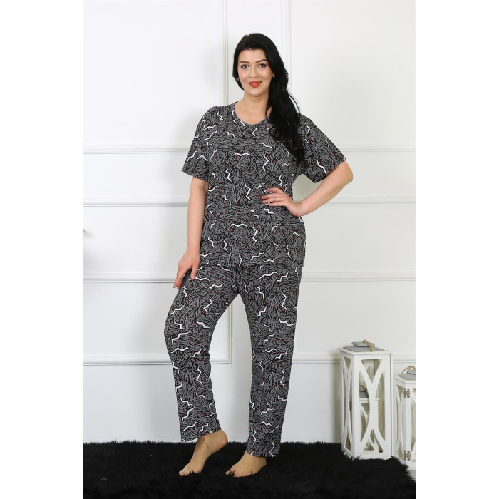 Beruflic Kadın 5XL-6XL-7XL-8XL Büyük Beden Kısa Kol Pijama Takım 75011