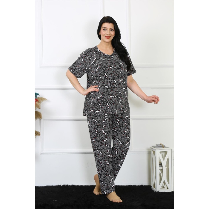 Beruflic Kadın 5XL-6XL-7XL-8XL Büyük Beden Kısa Kol Pijama Takım 75011