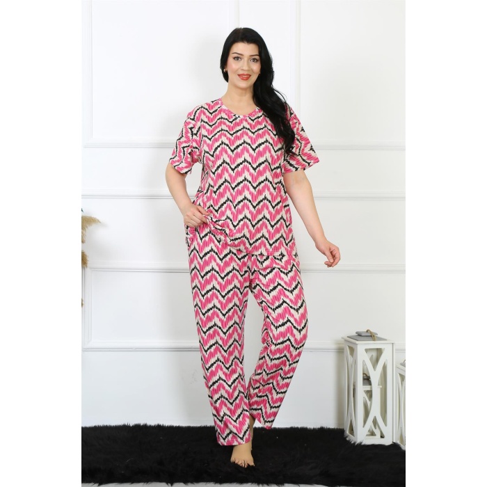 Beruflic Kadın 5XL-6XL-7XL-8XL Büyük Beden Kısa Kol Pijama Takım 75009