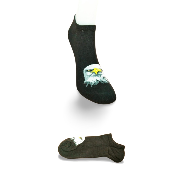 Siyah Beyaz Kartal Desenli Sportif Unisex  Kısa Bilek Çorap Yazlık 1 Çift