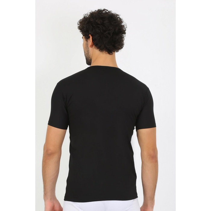 Beruflic Erkek Likralı V Yaka Siyah T-Shirt 65700