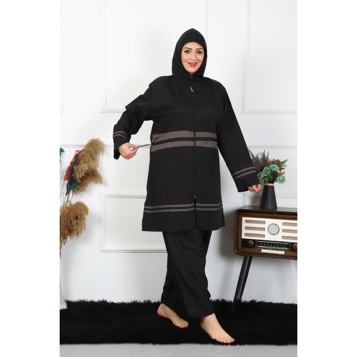 Beruflic Büyük Beden Tesettür Mayo 7XL-8XL-9XL-10XL Siyah 55010