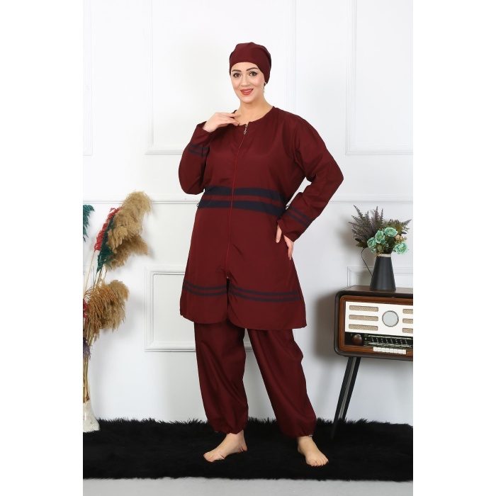 Beruflic Büyük Beden Tesettür Mayo 7XL-8XL-9XL-10XL Bordo 55010