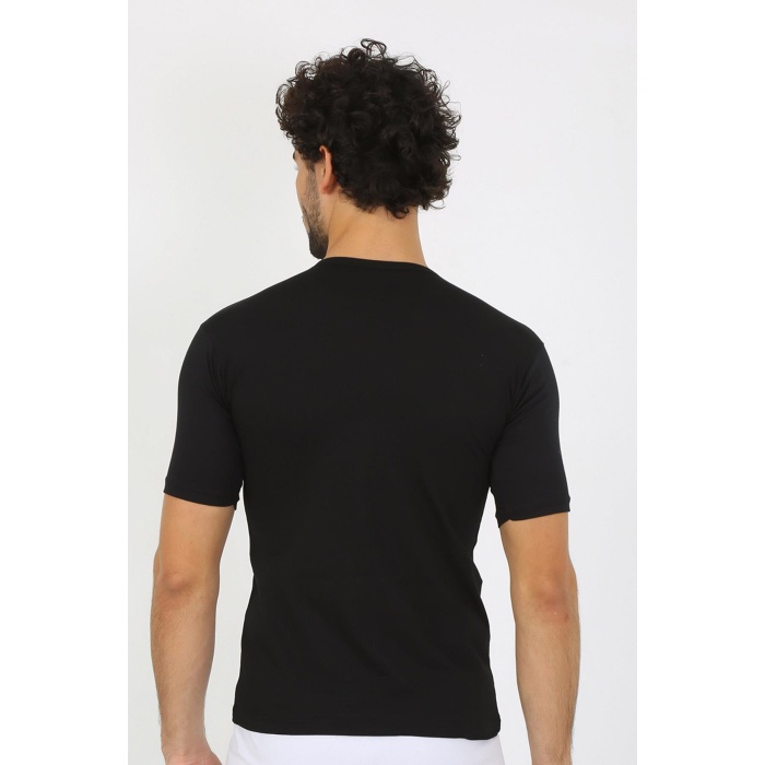 Beruflic Erkek Sıfır Yaka Likralı Siyah T-Shirt 65710