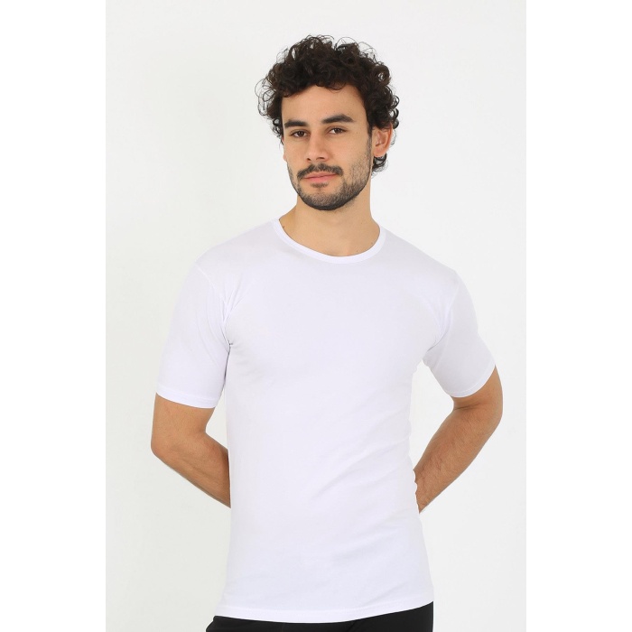 Beruflic Erkek Sıfır Yaka Likralı Beyaz T-Shirt 65710