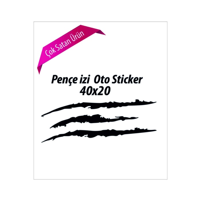 Canavar Pençe Izi Uzun Siyah Oto Sticker 40*20 Cm