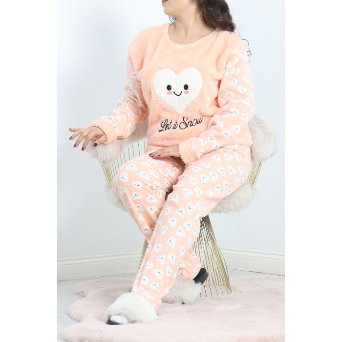 Battal Polar Pijama Takımı Somon1