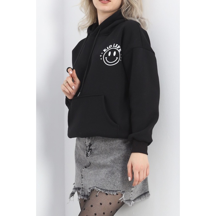 Baskılı Unisex Sweat Siyah