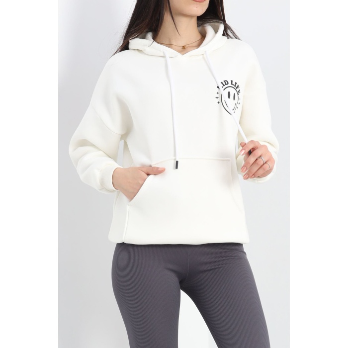 Baskılı Unisex Sweat Ekru