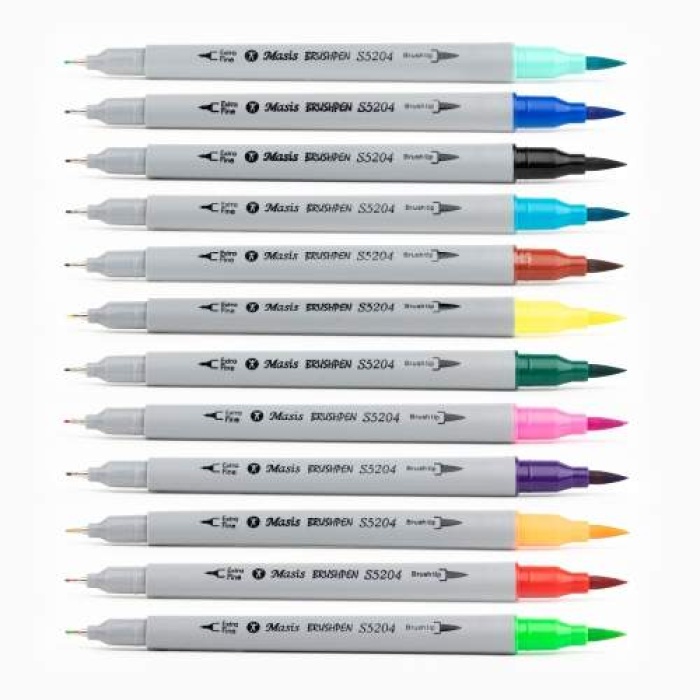 Masis Brushpen Çift Taraflı Keçeli Kalem 12 Li