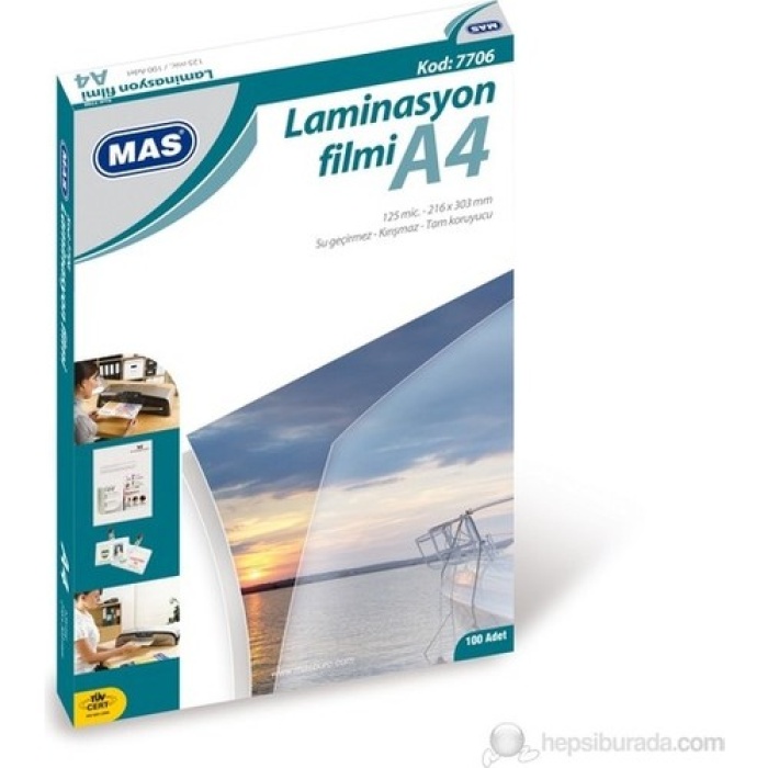 Mas A3 Boyut Laminasyon Kaplama Filmi 125 micron 100Lü Paket