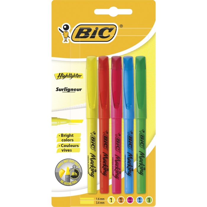 Bic Brite Liner Fosforlu Kalem 5’li Blister Karışık Renk