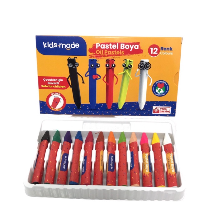 Kids Mode Üçgen Pastel Boya 12Li