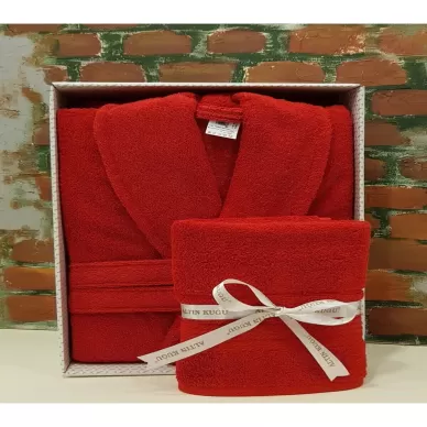 Özdilek Trendy Şalyaka Bornoz + Baş Havlusu Kırmızı L Beden