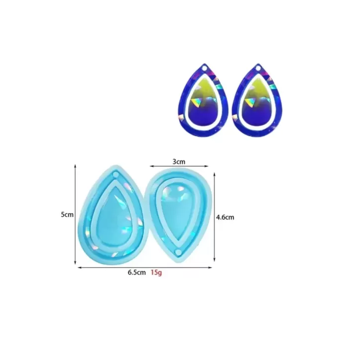 Hologramlı Damla Silikon Küpe Kalıbı - Kod: 517