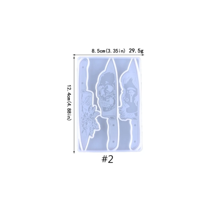 Kafatası, Bıçak ve Çiçek Şekilli Reçine Epoksi Hobi Silikon Kalıp - Kod: 1098