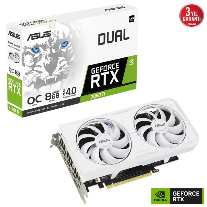 ASUS DUAL-RTX3060TI-O8GD6X 8GB GDDR6 256BIT WHITE