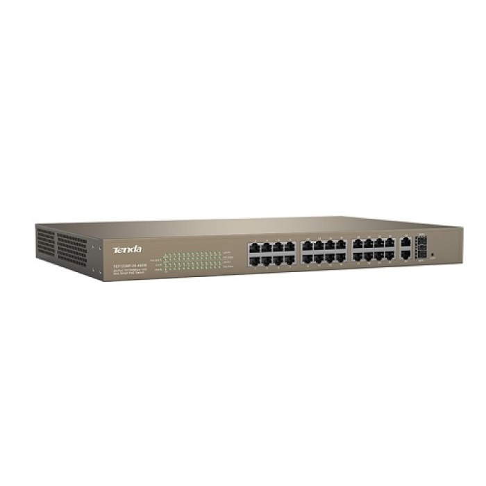 TENDA TEF1226P 24 PORT 10/100 24 PORT POE WEB YÖNETİLEBİLİR SWITCH 2GE+1SFP (410W)