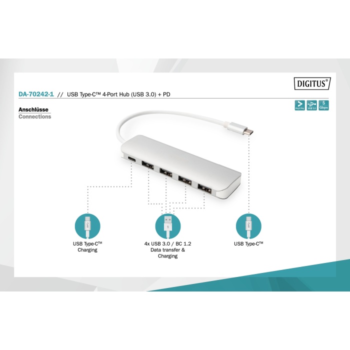 DIGITUS DA-70242-1 4 PORT USB 3.0 HUB ADAPTÖR