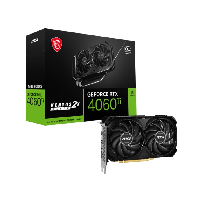 MSI GEFORCE RTX 4060 Ti VENTUS 2X BLACK 16G OC 16GB GDDR6 HDMI DP 128Bit