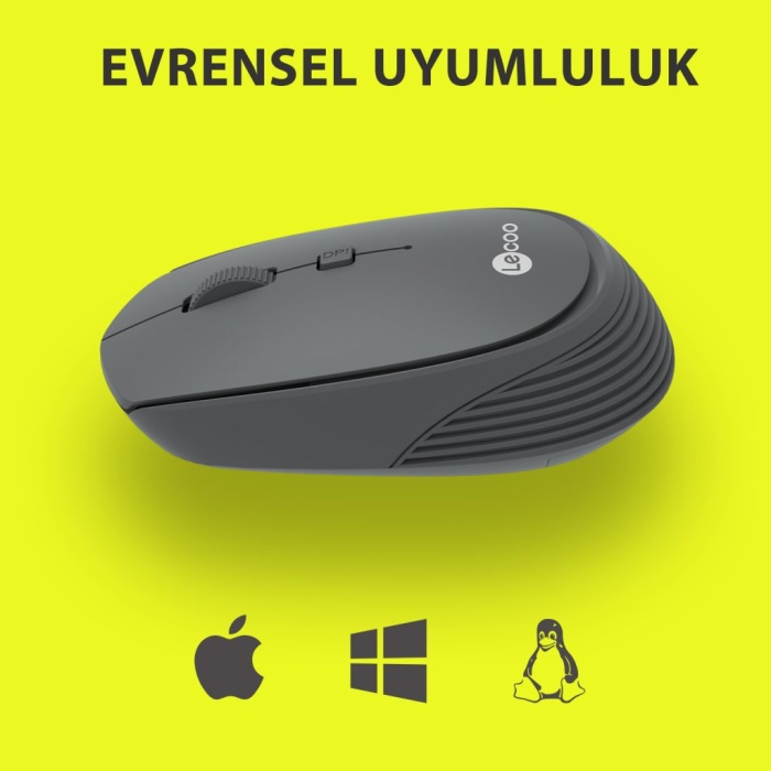 LENOVO LECOO WS202-G GRİ USB KABLOSUZ MOUSE