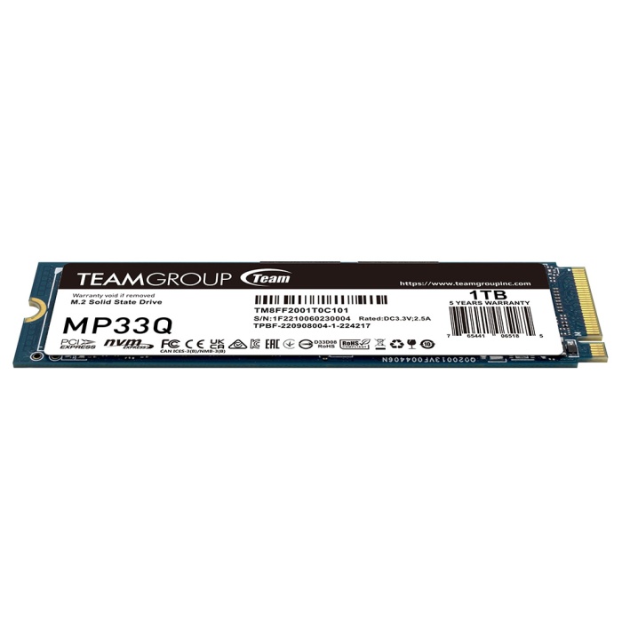 Team MP33Q Pro 1TB 2900/1850MB/s NVMe PCIe Gen3x4 M.2 SSD Disk (TM8FF2001T0C101)