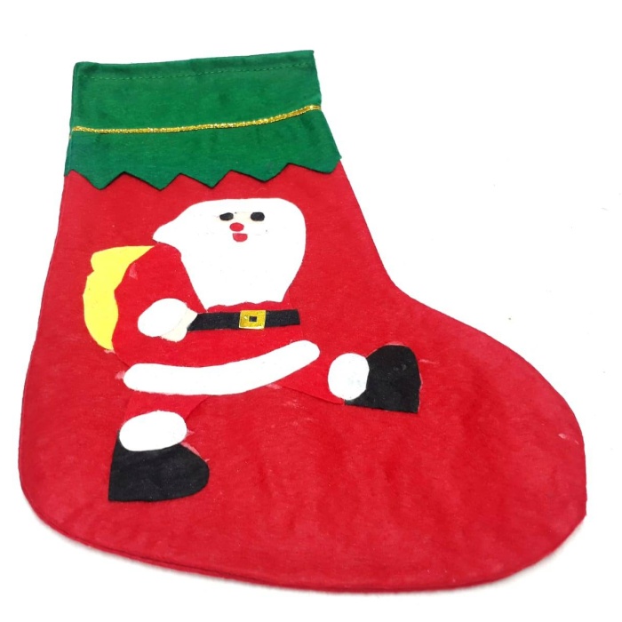 Çuvallı Noel Baba Baskılı Elyaf Çorap 17*36 cm