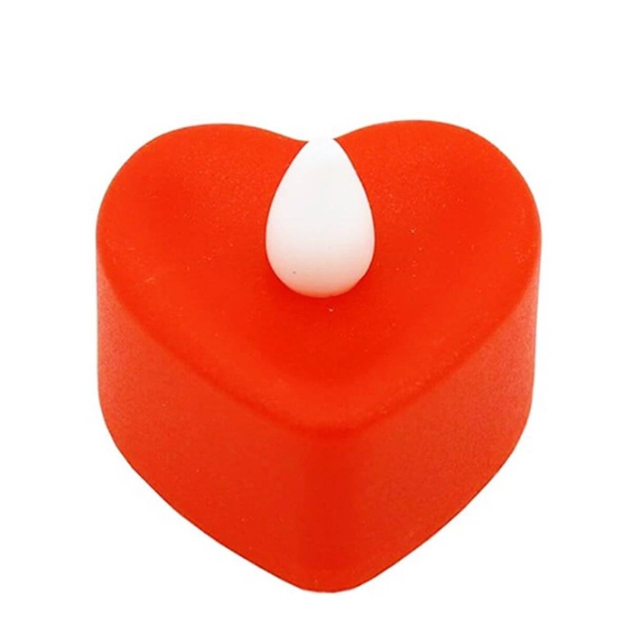 24 lü Saat Pilli Kalp Tealight Kırmızı Mum